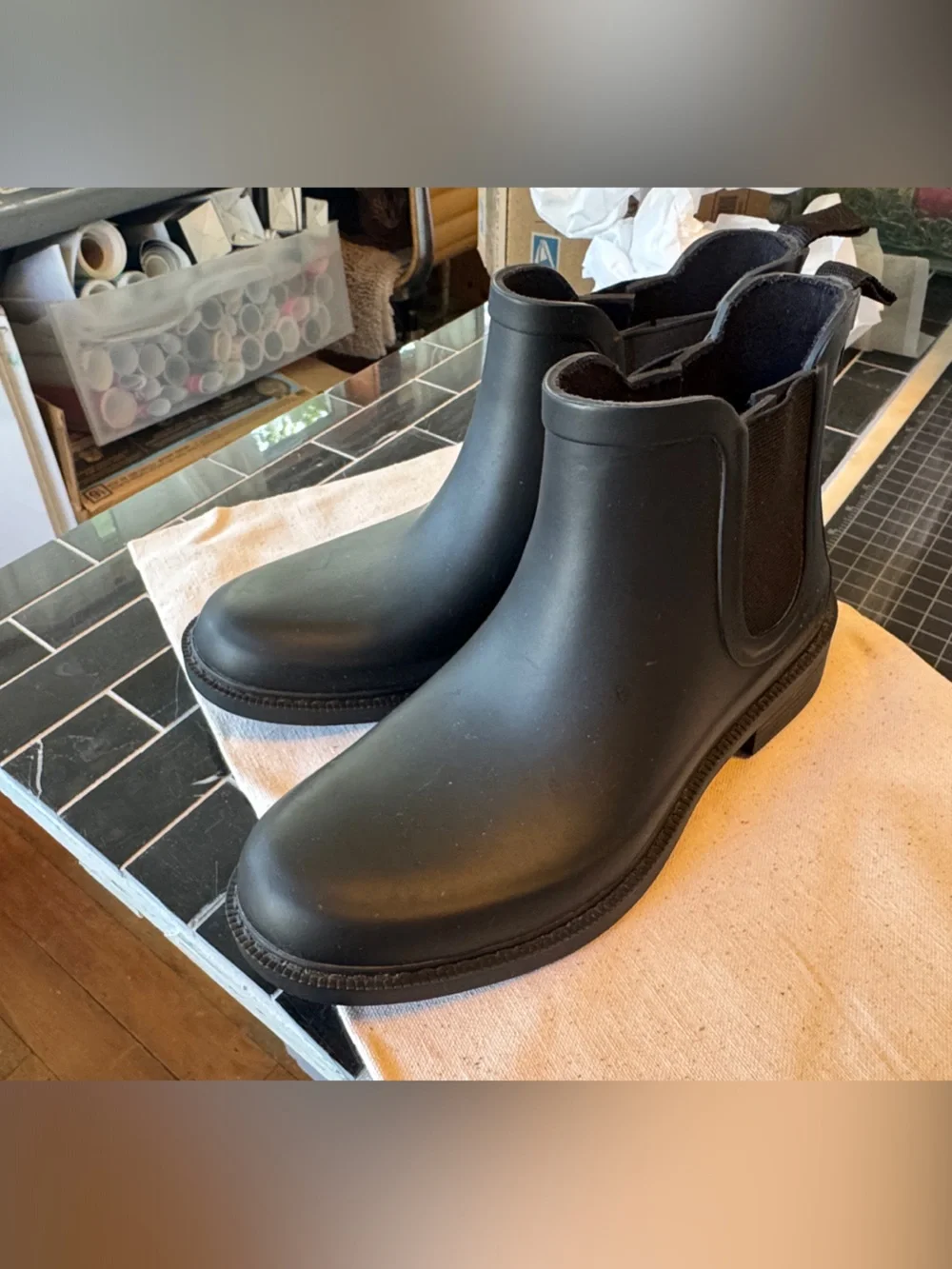 Madewell Black Chelsea Ankle Rain Booties